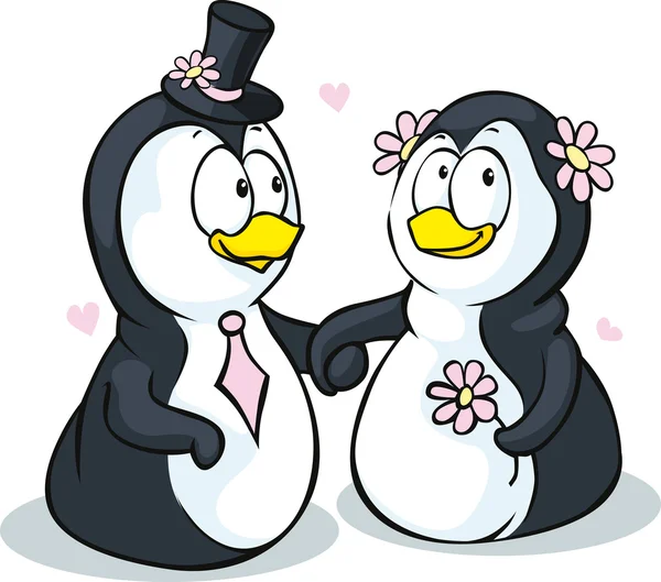 Penguins in love - vector illustration isolated on white background — Stock Vector