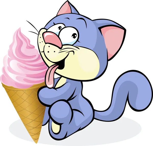 猫なめるアイスクリーム — ストックベクタ
