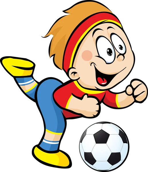 Giocatore di calcio con palla in azione - illustrazione vettoriale — Vettoriale Stock
