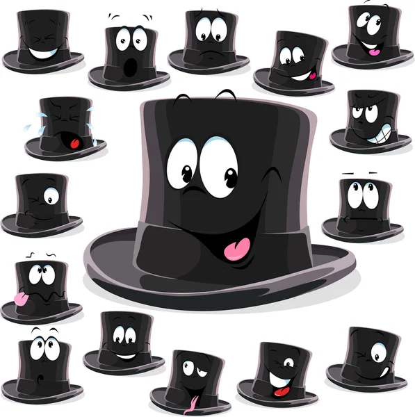 Black top hat cartoon isolated on white background — Stock Vector
