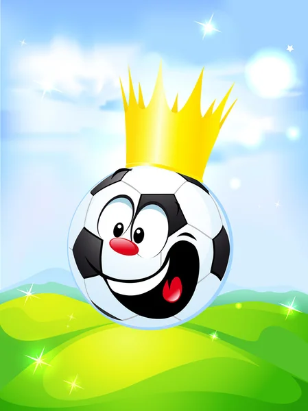 Rey del fútbol - pelota de fútbol con la corona real — Vector de stock