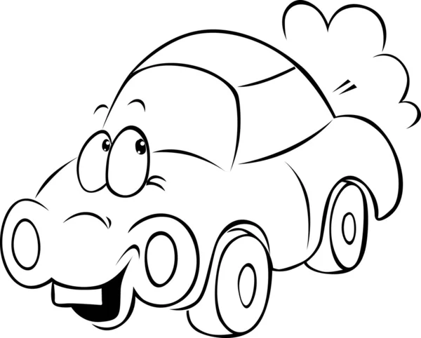 Komik araba Karikatür - siyah anahat — Stok Vektör