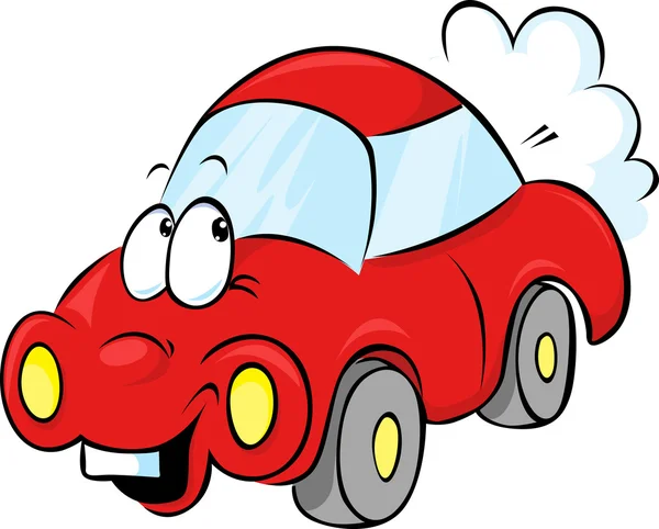Divertido coche rojo de dibujos animados — Vector de stock