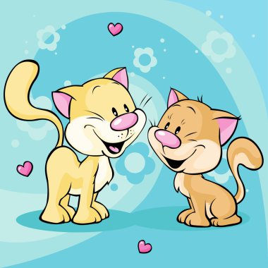 sevgi çiçek arka plan üzerinde sevimli kedicik