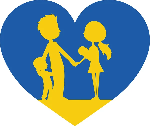 Ukrainian Heart Symbol Family Vector Illustration Flat Design — Stock Vector