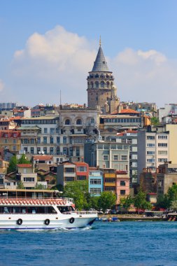 Galata Kulesi ve feribot Limanı, istanbul, Türkiye'de seyir