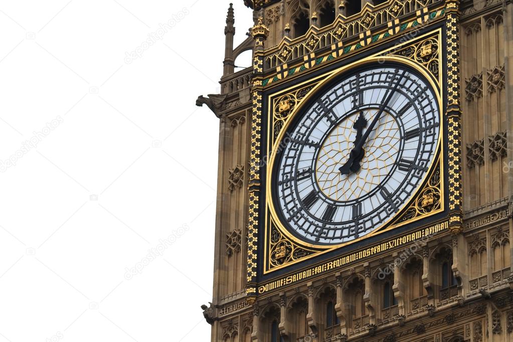 Big Ben Details with white background - Palace of Westminster, Parliament B