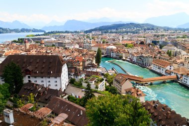 Luzern City View from city walls with river Reuss, Switzerland clipart