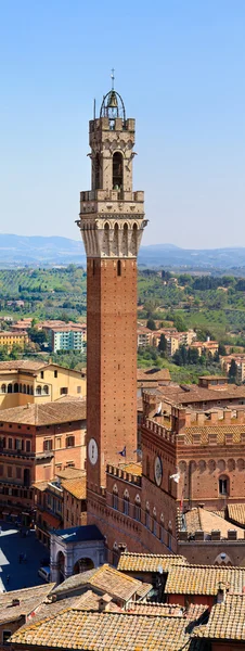 Panorama (highres) siena zvonice, palazzo pubblico (palazz — Stock fotografie