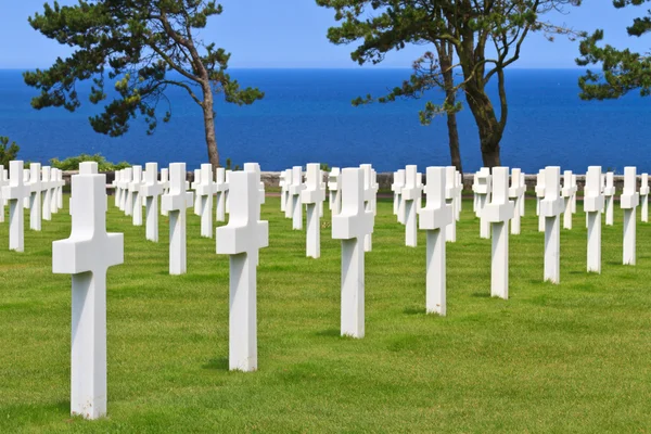 Amerikanska krigskyrkogården nära omaha beach, Normandie (colleville-sur — Stockfoto