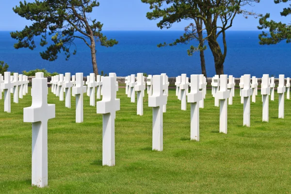 Cementerio de la Guerra Americana cerca de Omaha Beach, Normandía (Colleville-sur — Foto de Stock