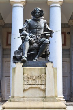 Statue of Velazquez in front of Prado museum, Madrid clipart