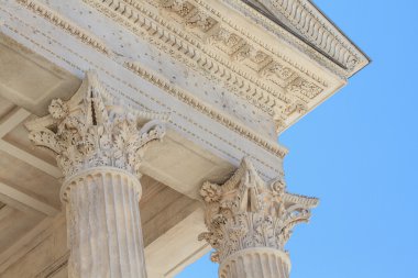 Roma Tapınağı ayrıntıları, provence, nimes, Fransa