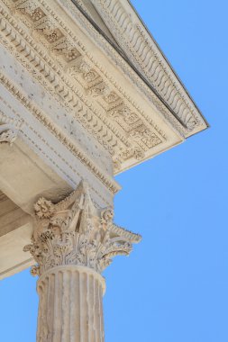 Roma Tapınağı ayrıntıları, provence, nimes, Fransa