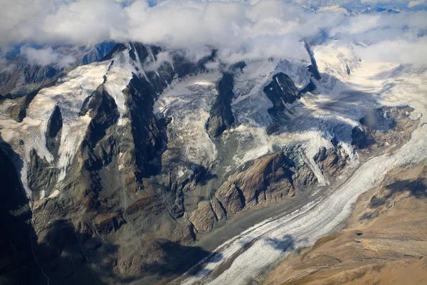 Glacier Pasterze à Grossglockner massif - vue aérienne, Autriche — Photo