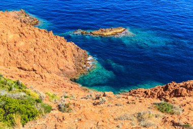 Fransız Riviera cannes, fr yakınındaki güzel doğal manzaralı sahil şeridi