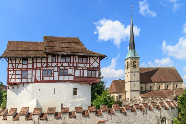 Kostel hrad a st. oswald Zug, Švýcarsko — Stock fotografie