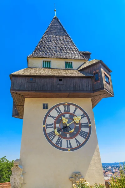 Famosa Torre dell'Orologio (Uhrturm) a Graz, Stiria, Austria — Foto Stock