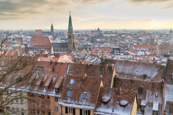 Vista sulla città di Norimberga durante l'inverno — Foto Stock