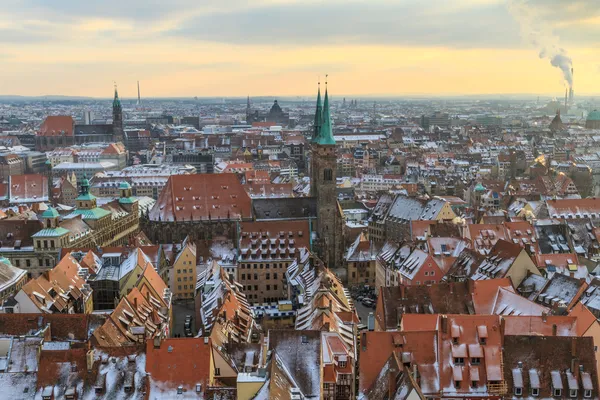 Nurember utsikt över staden på vintern — Stockfoto