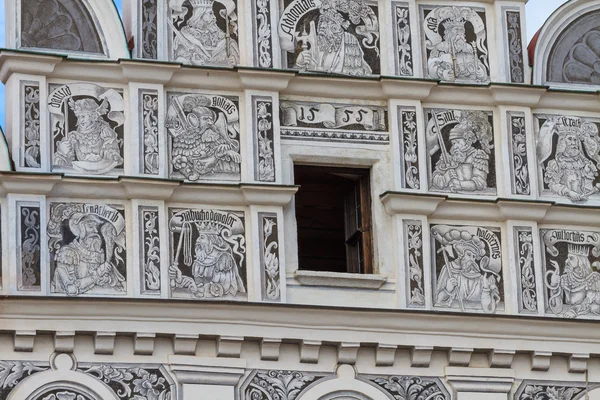 Facade of Renaissance houses in Telc, Czech Republic (a UNESCO w — Stock Photo, Image