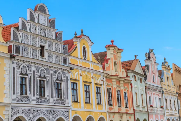 Facade of Renaissance houses in Telc, Czech Republic (a UNESCO w — Stock Photo, Image