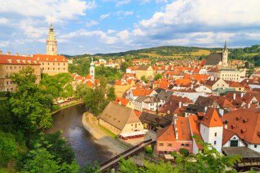 Cesky krumlov, krumau, kale kule, unesco dünya seyahatine görünümü