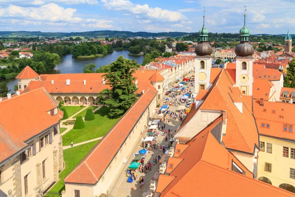 Telc, widok na Stare Miasto (wpisanego na listę Światowego Dziedzictwa UNESCO), Polsce — Zdjęcie stockowe