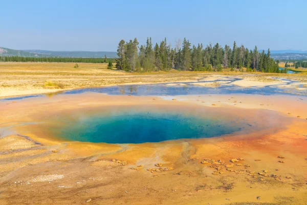 Piscina geotermal colorida caliente, Parque Nacional de Yellowstone, Wyomin — Foto de Stock