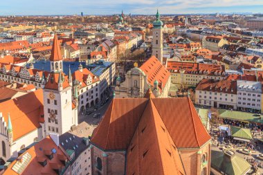 Munich Panorama with old city hall, Holy Spirit Church and Viktu clipart