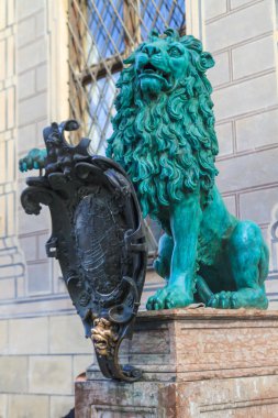 Bavarian Lion Statue in front of Munich Residenz, Bavaria, Germa clipart
