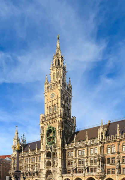 Munique, Prefeitura Gótica de Marienplatz, Baviera, Alemanha — Fotografia de Stock