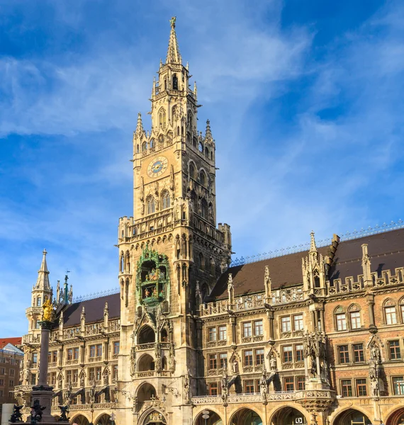 Munique, Prefeitura Gótica de Marienplatz, Baviera, Alemanha — Fotografia de Stock