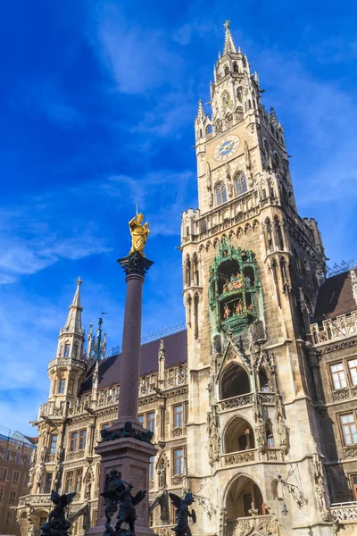 Munique, Prefeitura Gótica de Marienplatz, Baviera, Alemanha — Fotografia de Stock