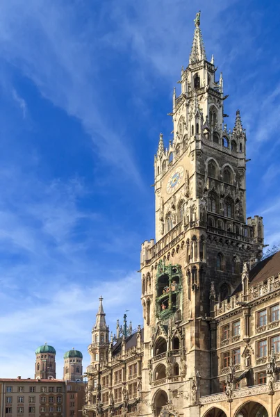 Munich, Hôtel de ville gothique de Marienplatz, Bavière, Allemagne — Photo