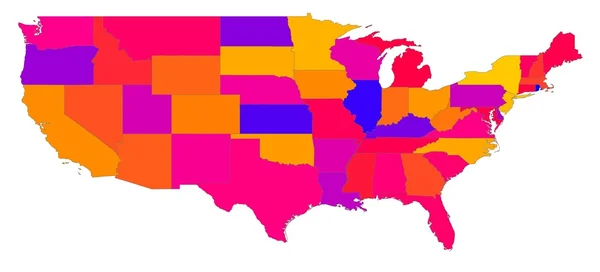 Mappa colorata degli Stati Uniti — Foto Stock