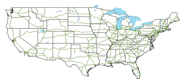 米国道路の地図 — ストック写真