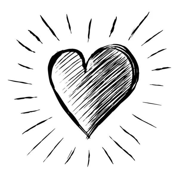 Kritzelherzen Handgezeichnete Herz Liebe Ikone Vektorillustration — Stockvektor