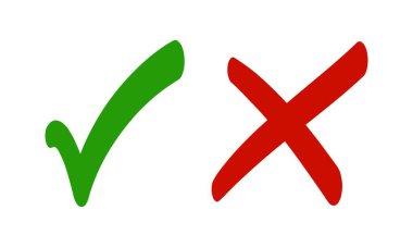 İşaretleme ve işaretleme simgesi ayarlandı. Kene sembolü yeşil ve kırmızı renkte. vektör illüstrasyonu