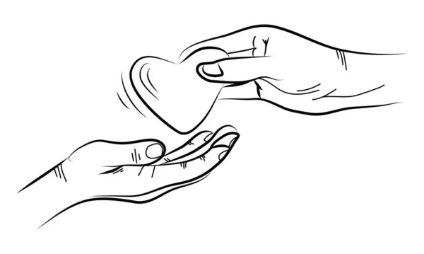 Пожертвувати Намальованою Рукою Концепція Благодійності Пожертвування Руки Даруйте Діліться Любов — стоковий вектор