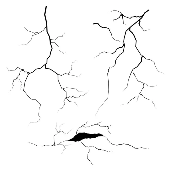 Met Hand Getrokken Gebarsten Glas Muur Grond Bliksem Storm Effect — Stockvector