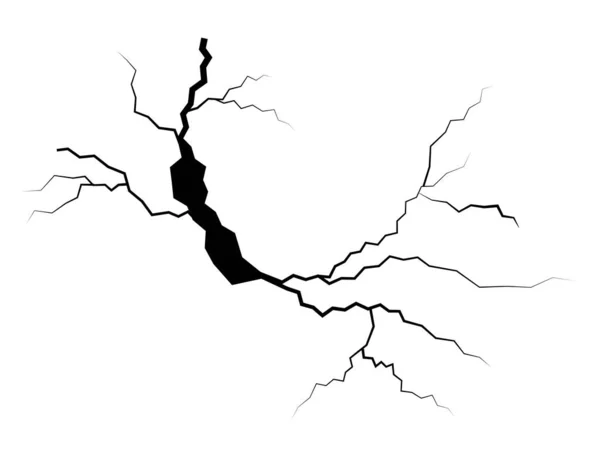 Met Hand Getrokken Gebarsten Glas Muur Grond Bliksem Storm Effect — Stockvector