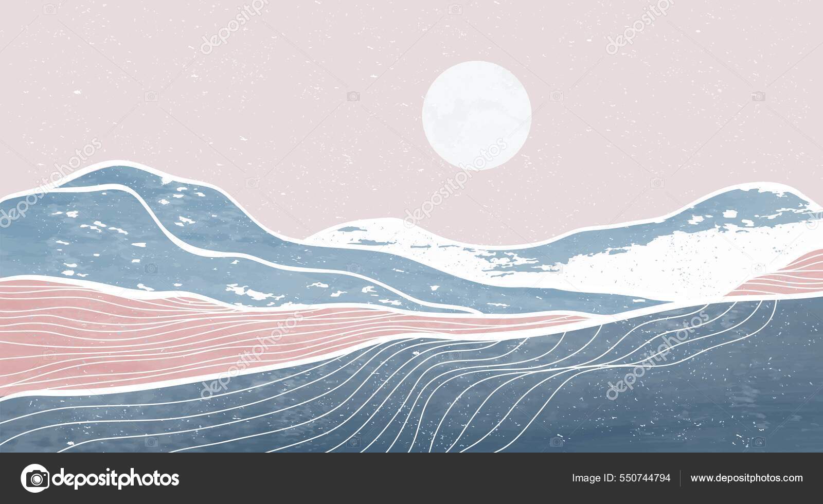 Mid Century Modern Mountain Art Print Abstract Contemporary Aesthetic