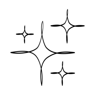 Kıvılcımlar saçan yıldızlar. Parlak ikon, Temiz Yıldız ikonu. Beyaz arka planda izole edilmiş. vektör illüstrasyonu