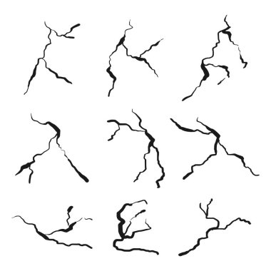 El çizimi çatlak duvar, zemin, cam, yumurta. Karalama molası seti. vektör illüstrasyonu