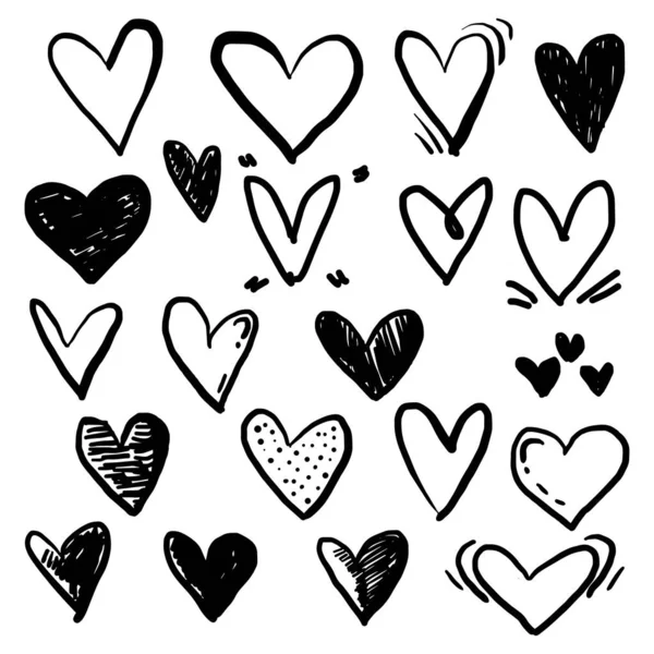 Doodle Hearts Collection Hand Drawn Love Heart Graphic Design Element — Stock Vector