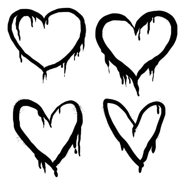 Collection Spray Painted Graffiti Heart Sign Black White Love Heart — стоковый вектор