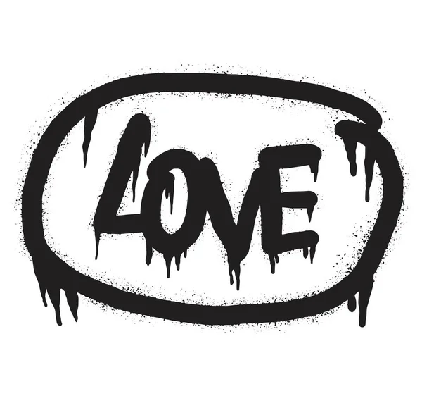 Σπρέι Ζωγραφισμένο Γκράφιτι Λέξη Αγάπης Μαύρο Πάνω Από Λευκό Σταγόνες — Διανυσματικό Αρχείο