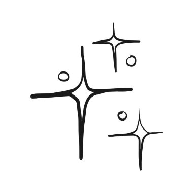 Kıvılcımlar saçan yıldızlar. Parlak ikon, Temiz Yıldız ikonu. Beyaz arka planda izole edilmiş. vektör illüstrasyonu