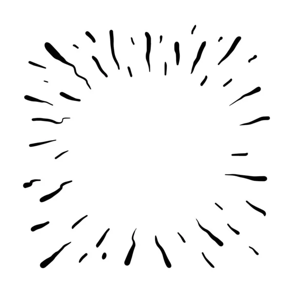 Зірковий Спалах Або Сонячний Спалах Намальованої Руки Феєрверк Каракулі Елемент — стоковий вектор